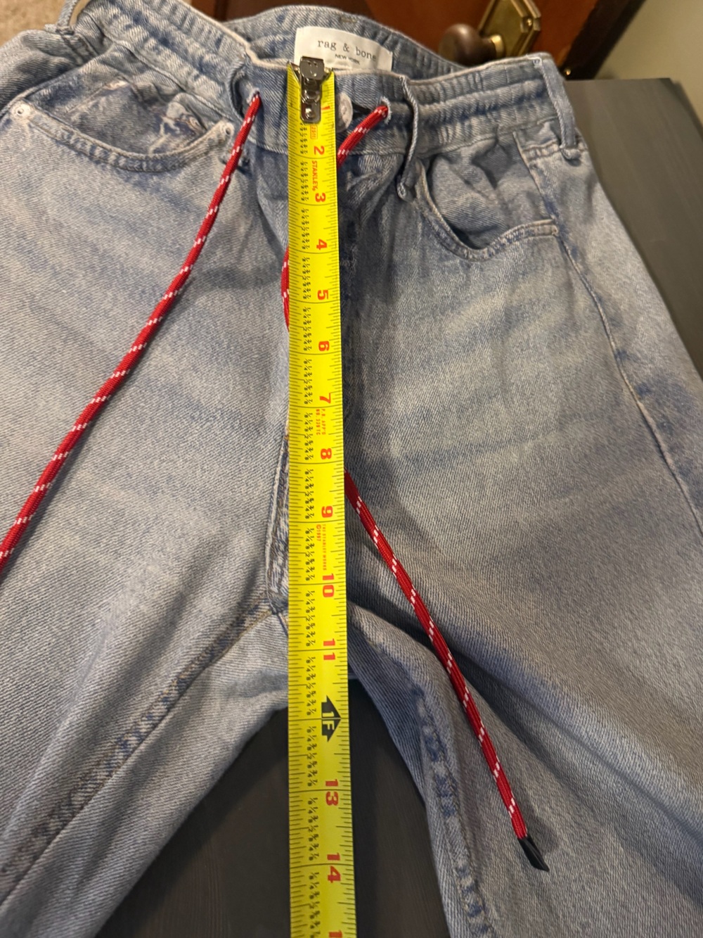rag & bone Miramar High Rise Wide-Leg Terry Jeans with Contrast Drawstring - Picture 7 of 7